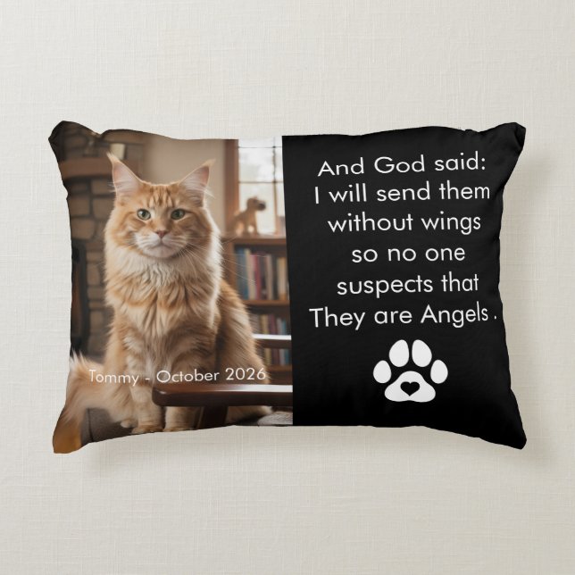 Custom Pet Memorial Photo Pillow  Prydnadskudde (Framsidan)