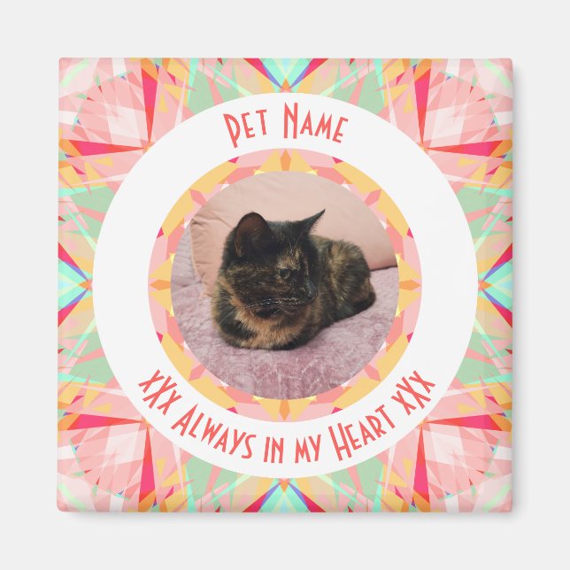 Custom Pet Memorial Red Pink Photo Quotes Magnet (Framsidan)