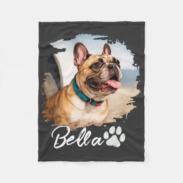 Custom Pet Photo and Name Typography Fleecefilt (Framsidan)