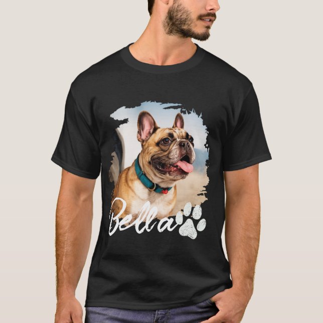 Custom Pet Photo and Name Typography T Shirt (Framsida)