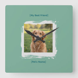 Custom Pet Photo Brushstroke Wall Clock Fyrkantig Klocka