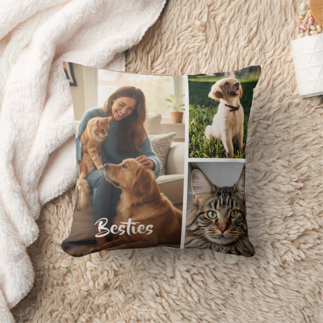 Custom Pet Photo Collage Pillow Kudde (Filt)