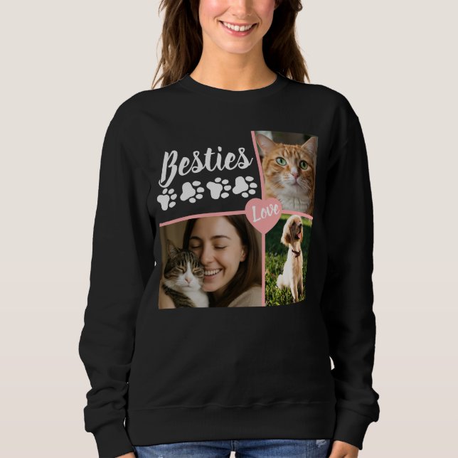 Custom Pet Photo Collage  T Shirt (Framsida)