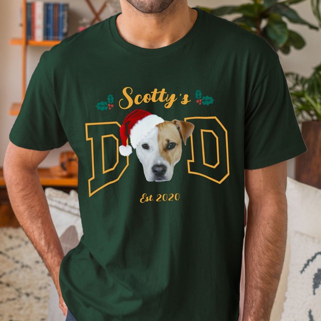 Custom Pet Photo Face with Santa Hat Christmas T Shirt (Skapare uppladdad)