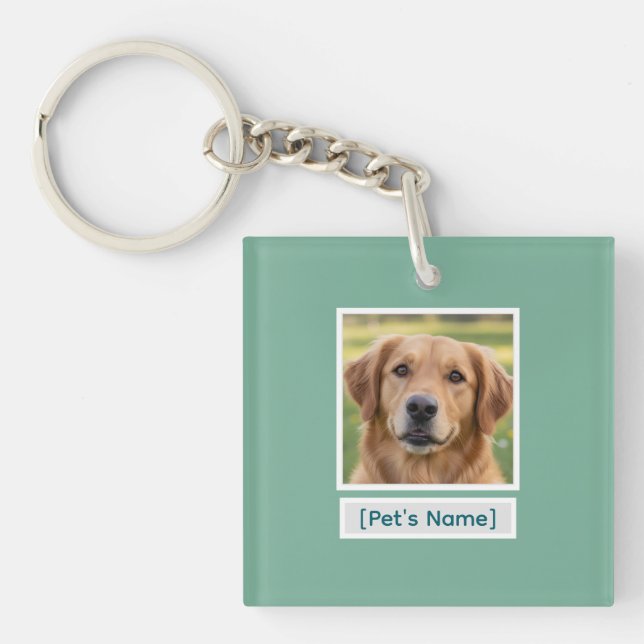 Custom Pet Photo Keychain | Personalized Pet Name  (Framsidan)