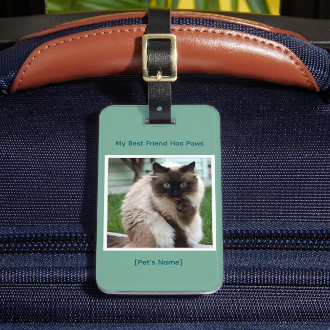 Custom Pet Photo & Name Double Sided Bagagebricka (Framsida Insitu 2)