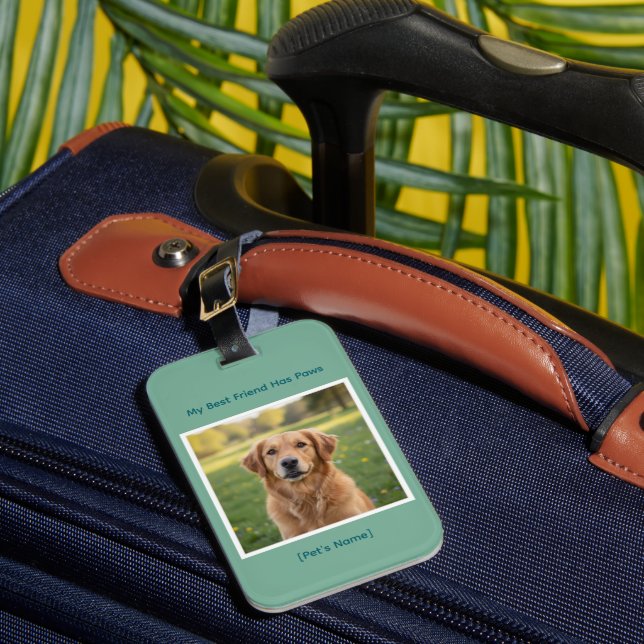Custom Pet Photo & Name Durable Bagagebricka (Framsida Insitu 1)