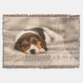 Custom Pet Photo & Name Throw Blanket Filt