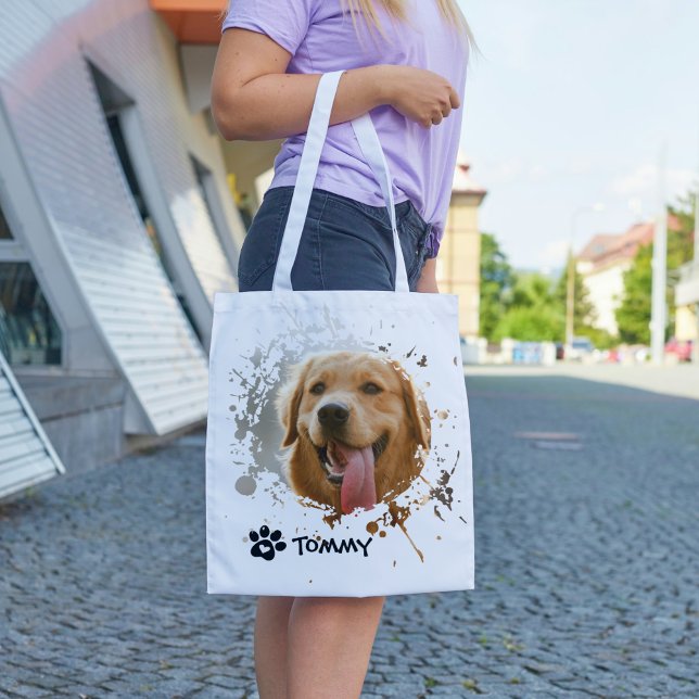 Custom Pet Photo Tote Bag with Name – All Over Pri Tygkasse (Custom Pet Photo Tote Bag with Name – All Over Print)