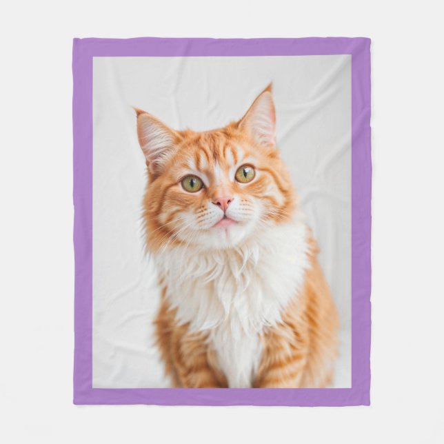 Custom Pet Photo Violet Cat Dog Pictures Fleecefilt (Framsidan)