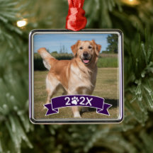 Custom Pet Photo with Year and Paw Ribbon