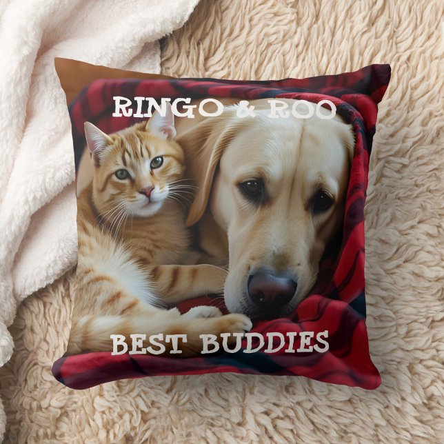 Custom Pet Pillow Best Buddies Cat Dog Names Gift  Kudde (Skapare uppladdad)