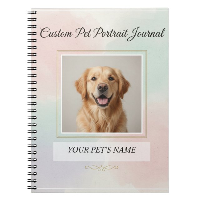 Custom Pet Portrait Journal – Personalized Noteboo Anteckningsbok (Framsidan)