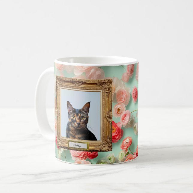 Custom Pet Portrait Mug – Your Cat in a Frame Kaffemugg (Framsida vänster)