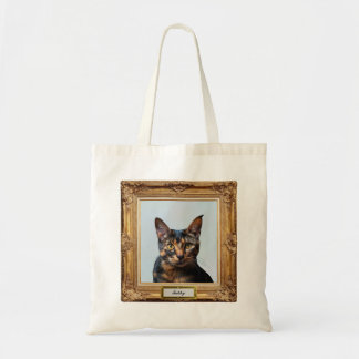 Custom Pet Portrait Tote – Your Cat in a Frame Tygkasse