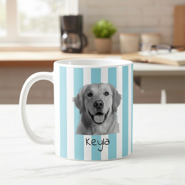 Custom Pet Striped Mug Using Pet Photo Kaffemugg (Skapare uppladdad)