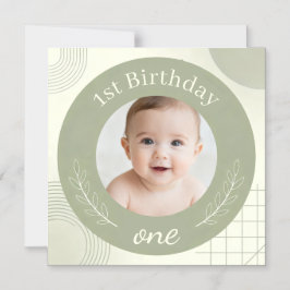 Custom Photo 1st Birthday - Personalized Magnetic  Magnetisk Inbjudningskort