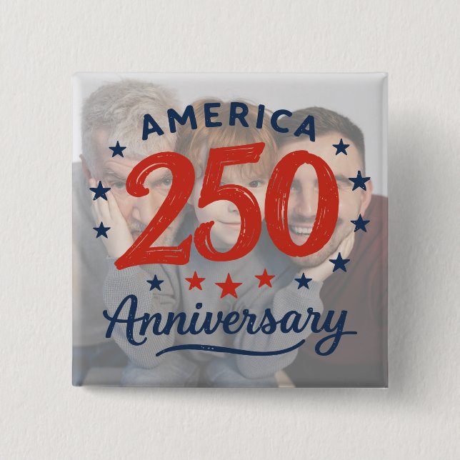Custom Photo America 250 Anniversary Button Knapp (Framsida)