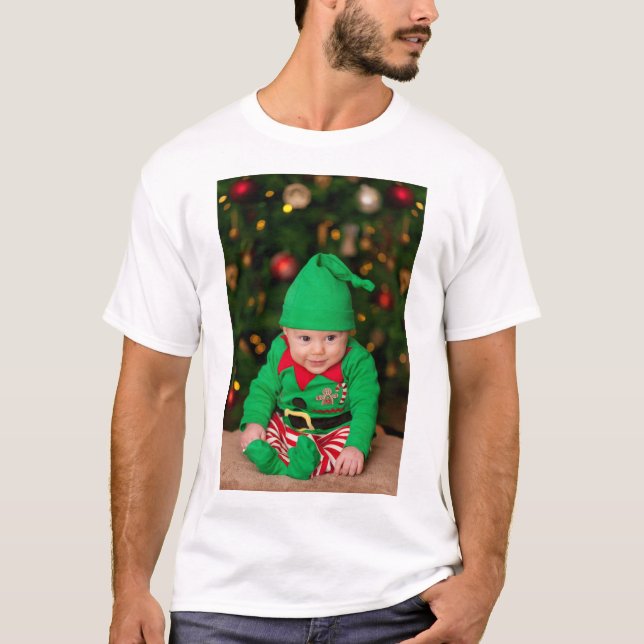 Custom photo and text Christmas T Shirt (Framsida)