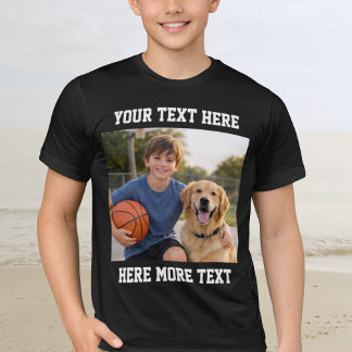 Custom Photo and Text Or Name Bold Sporty T Shirt