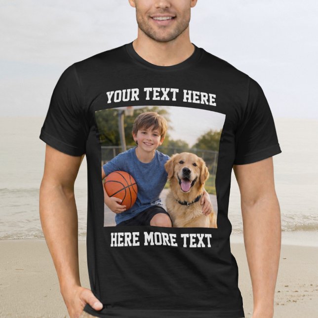Custom Photo and Text Or Name Bold Sporty  T Shirt (Skapare uppladdad)