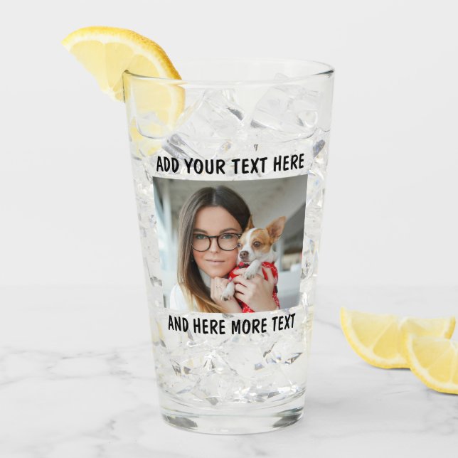 Custom Photo and Text Or Name Glass Cup Glaskopp (Framsida Ice)