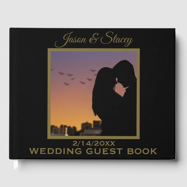 Custom Photo and Text Simple Elegant Gästböcker (Framsida)