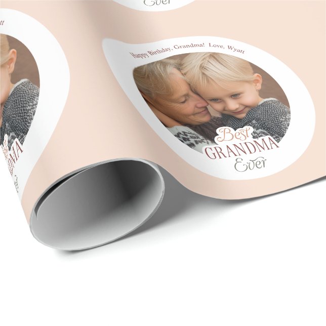 Custom Photo Best Grandma Ever Presentpapper (Rullad Hörn)