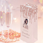 Custom photo birthday rose gold glitter pink<br><div class="desc">A gift bag for a girly and glamorous 21st (or any age) birthday. A faux rose gold background with an elegant faux rose gold glitter drips, paint drip look. The text: The name is written in dark rose gold with a modern hand lettered style script. Tempate for a date and...</div>