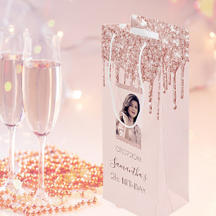 Custom photo birthday rose gold glitter pink