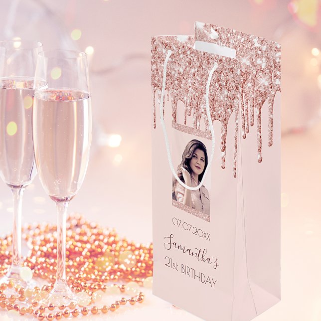 Custom photo birthday rose gold glitter pink (Skapare uppladdad)