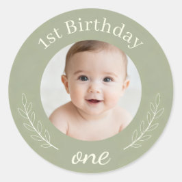 Custom Photo Birthday Sticker - Personalized Happy Runt Klistermärke
