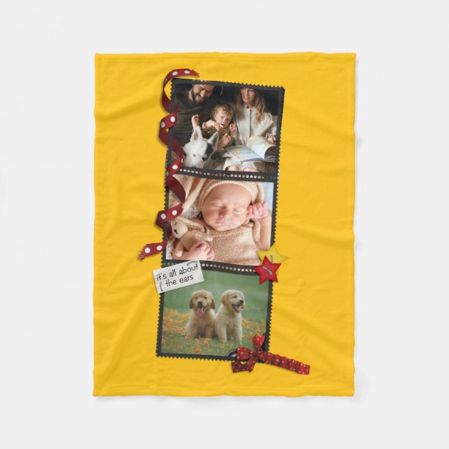Custom Photo Blanket Collage, Picture Blanket Fleecefilt (Framsidan)