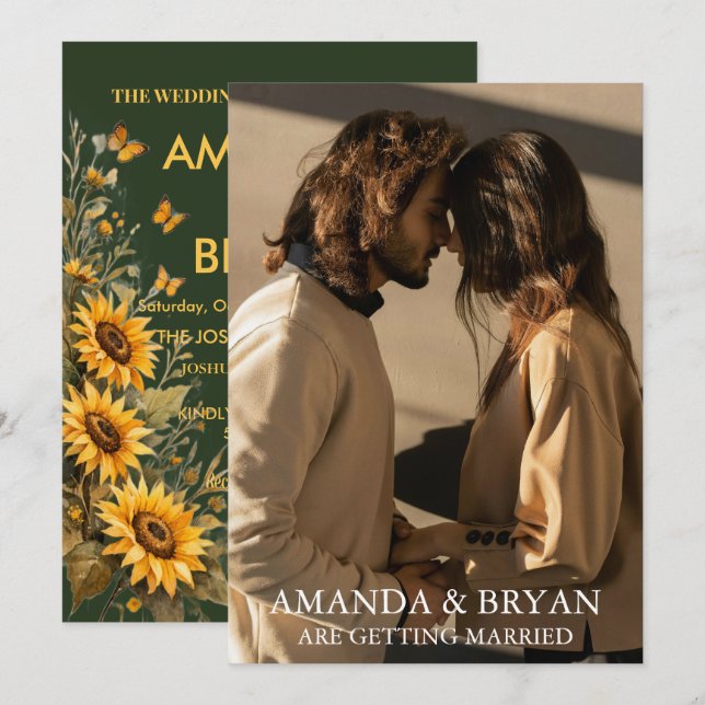 Custom Photo Boho Wedding Invites  Inbjudningar (Fram/baksida)