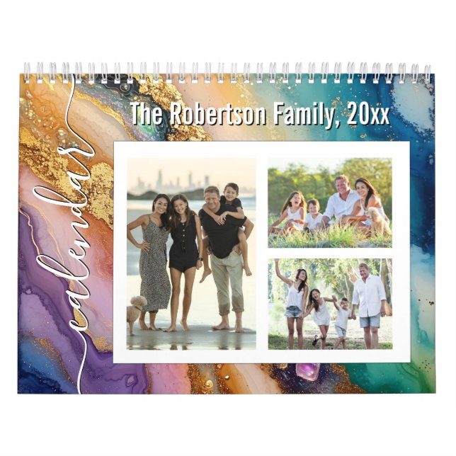 Custom Photo Calendar Beautiful Glitter Agate Kalender (Omslag)