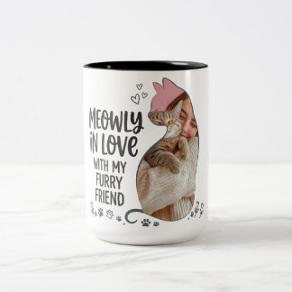 Custom Photo Cat Silhouette Mug - Cat Mom Gift Två-Tonad Mugg