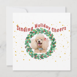 Custom Photo Christmas Card with Wreath Kort