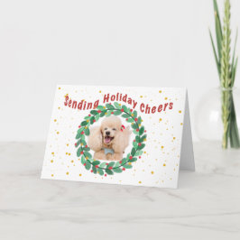 Custom Photo Christmas Card with Wreath Kort