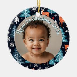 custom photo Christmas snowflake ceramic ornament