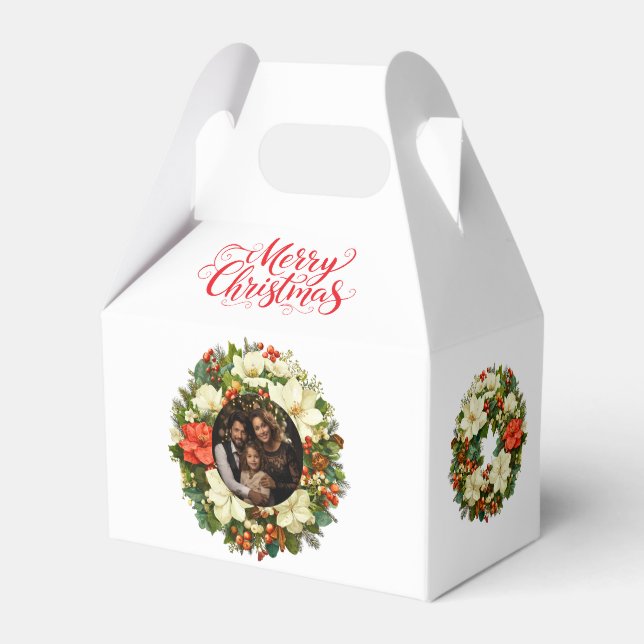 Custom Photo Christmas Wreath Favor Gift Box Presentaskar (Framsidan Sidan)