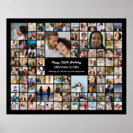 Custom Photo Collage 100 Pictures 100th Birthday Poster