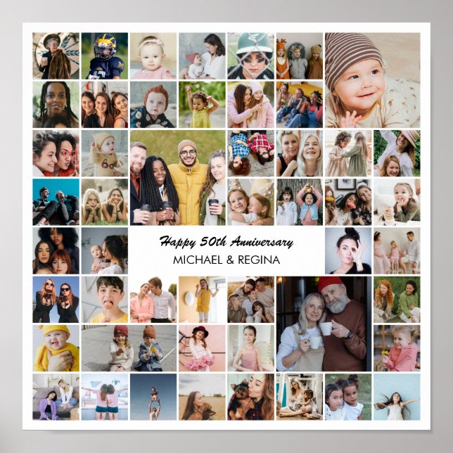 Custom Photo Collage 50 Picture 50th Anniversary Poster (Framsidan)