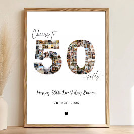 Custom Photo Collage 50th Birthday Poster Gift
