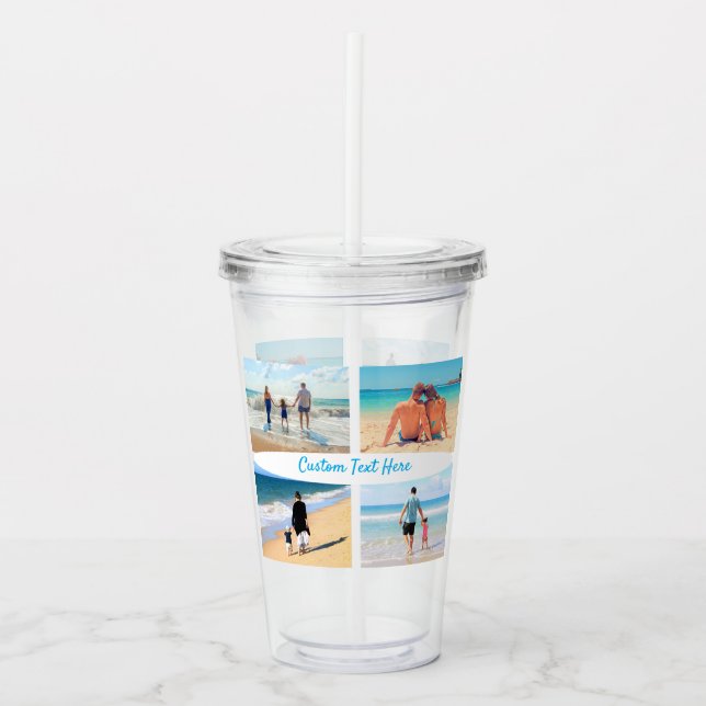 Custom Photo Collage Acrylic Tumbler with Text Take Away Mugg (Framsida)