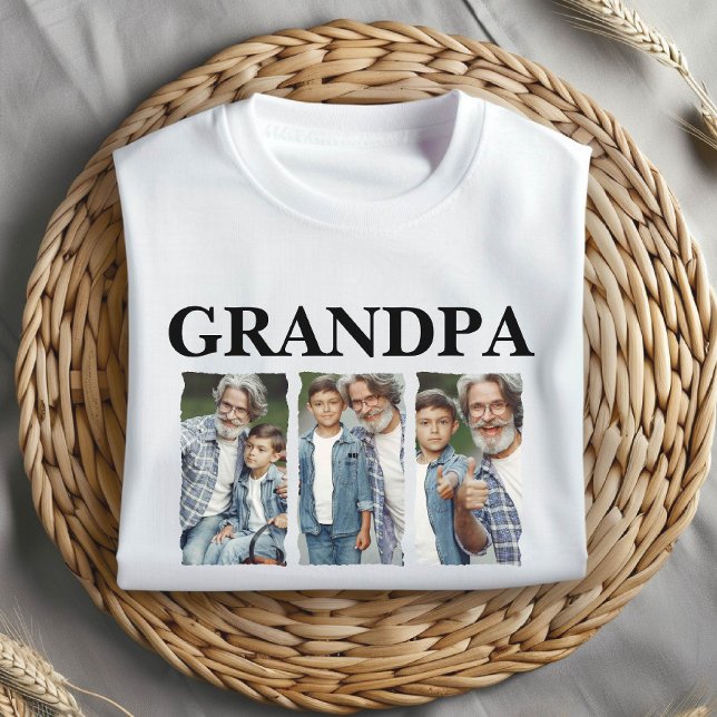 Custom Photo Collage Grandpa – Personalized Gift T Shirt (Skapare uppladdad)