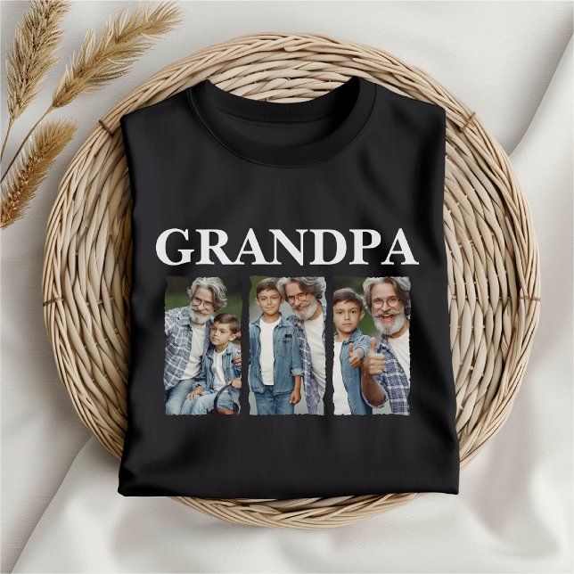 Custom Photo Collage Grandpa – Personalized Gift T Shirt (Skapare uppladdad)