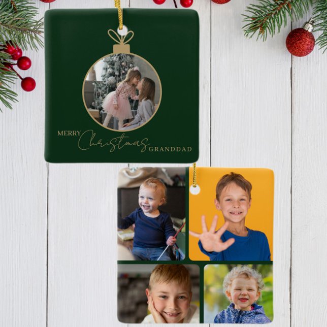 custom photo collage Merry Christmas bauble Julgransprydnad Keramik (Skapare uppladdad)