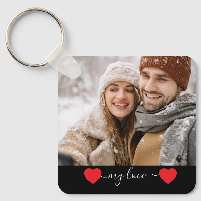 Custom Photo Couple Love Keychain Nyckelring (Framsida)