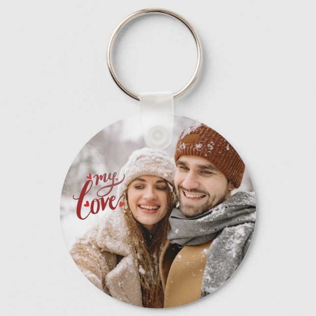 Custom Photo Couple My Love Keychain Nyckelring (Framsida)