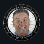 Custom Photo Dartboard & Text - BLACK Surround Darttavla<br><div class="desc">Custom Photo Dartboard template with personalized text and BLACK round photo framing surround (other color surrounds available in store). Your face on a dartboard. One click personalize upper and lower text plus replace image, or full customization via Edit Screen. Regulation size with metal frame and 6 brass darts (Stars and...</div>